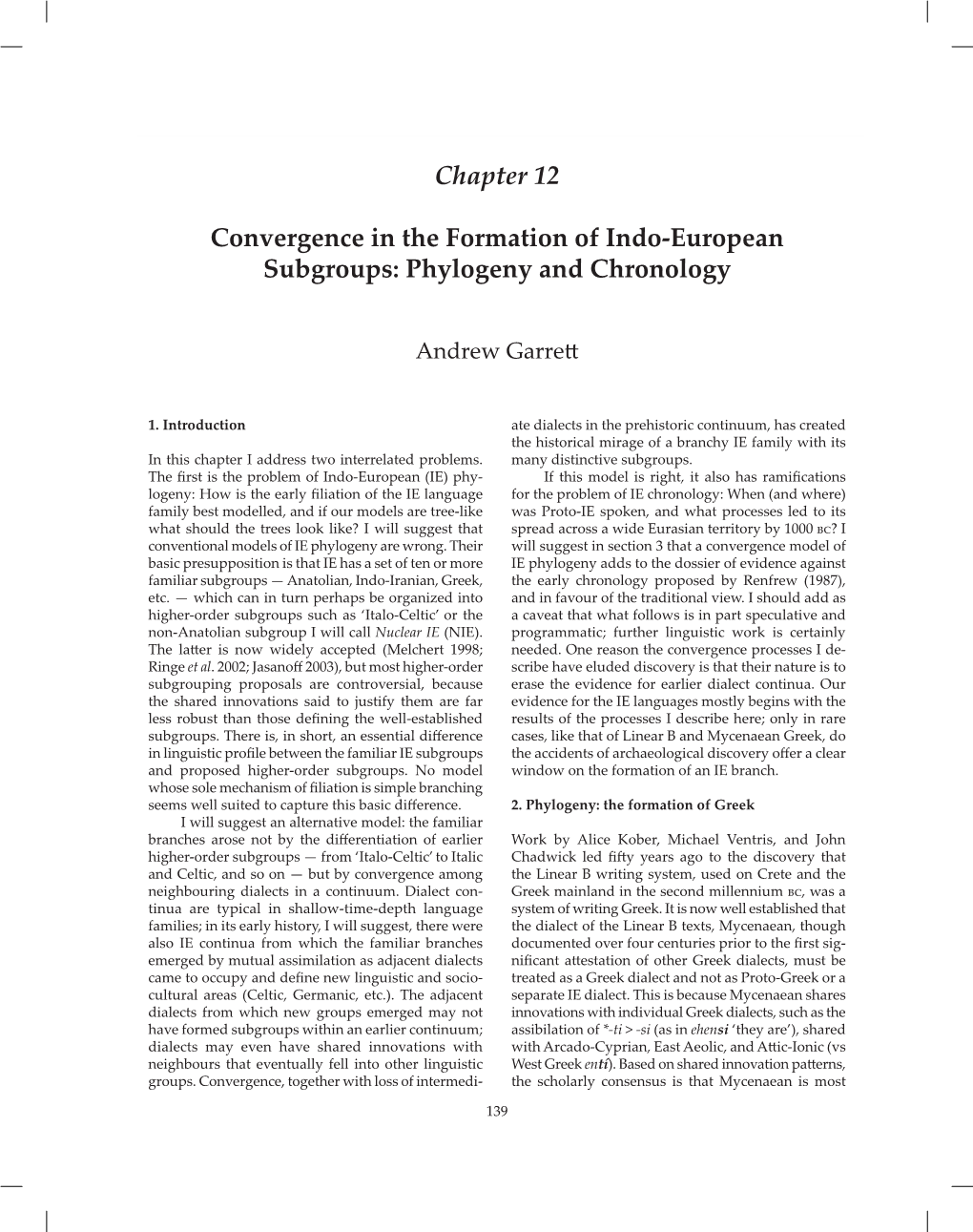 Convergence in the Formation of Indo‑European Subgroups