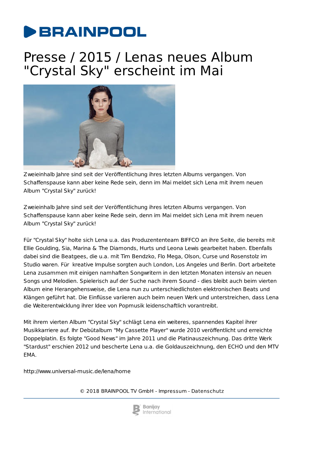 Crystal Sky" Erscheint Im Mai