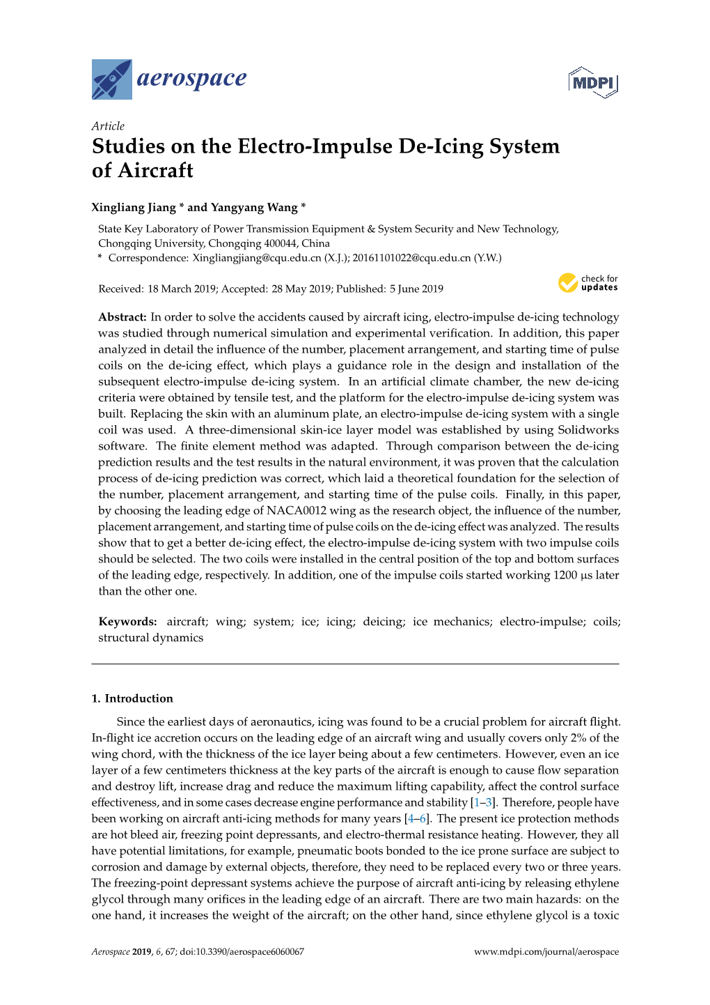 Studies on the Electro-Impulse De-Icing System of Aircraft