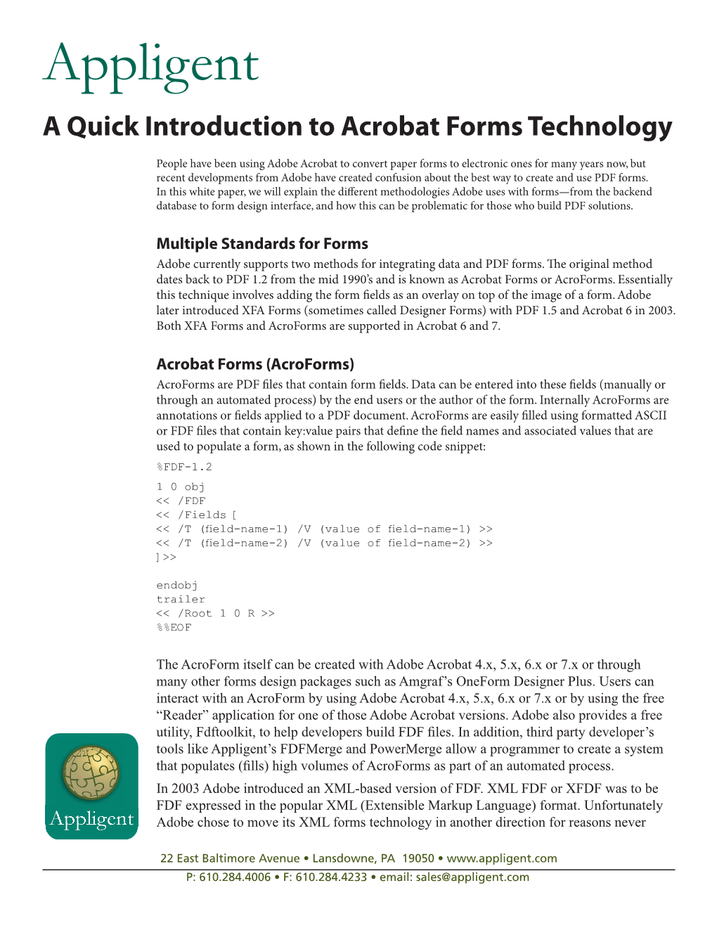Introduction to Acrobat Forms Technology