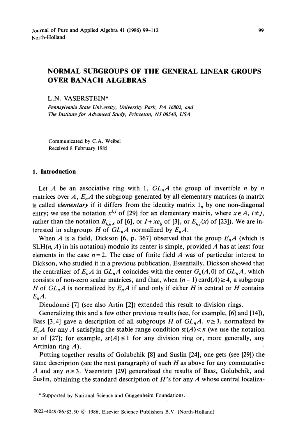 Normal Subgroups of the General Linear Groups Over Banach Algebras