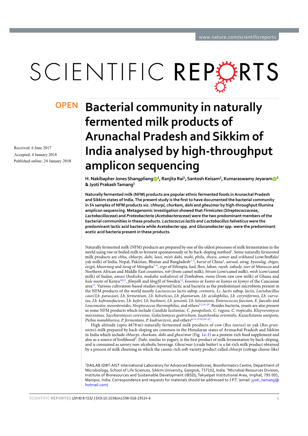 Bacterial Community in Naturally Fermented Milk Products Of