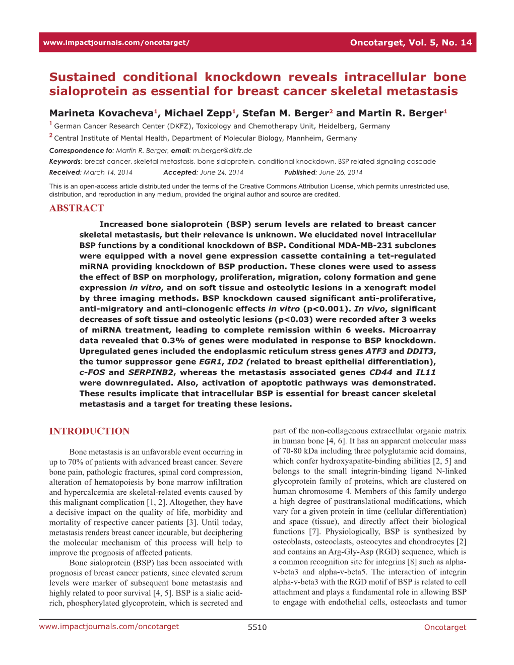 Sustained Conditional Knockdown Reveals Intracellular Bone Sialoprotein As Essential for Breast Cancer Skeletal Metastasis