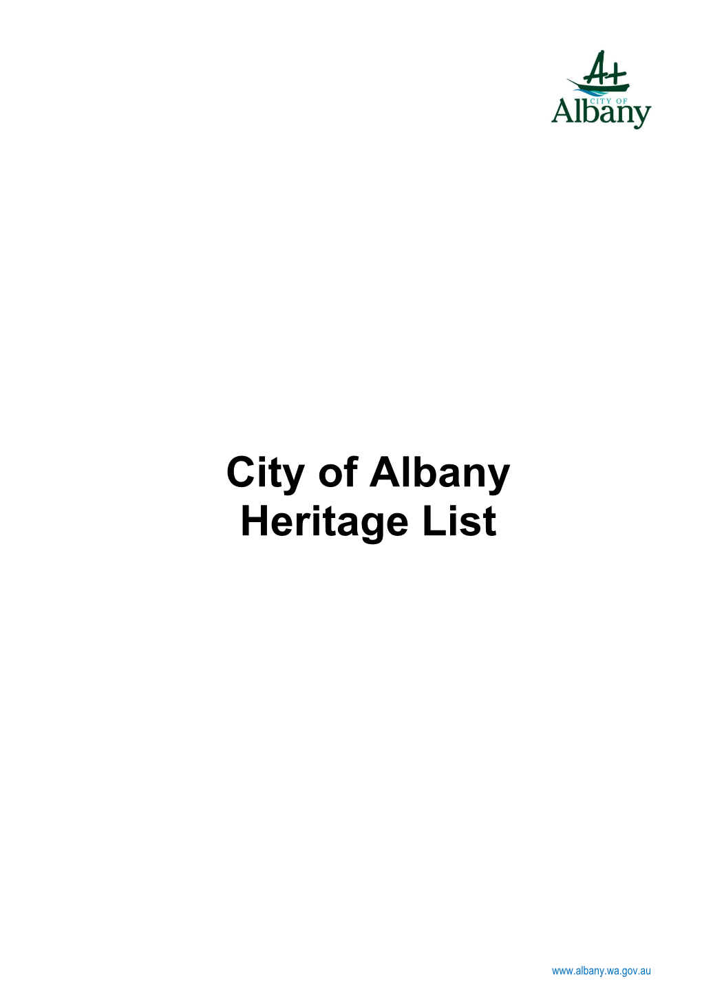 City of Albany Heritage List (Adopted October 2020)