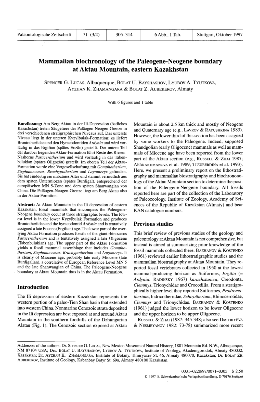 Mammalian Biochronology of the Paleogene-Neogene Boundary at Aktau Mountain, Eastern Kazakhstan
