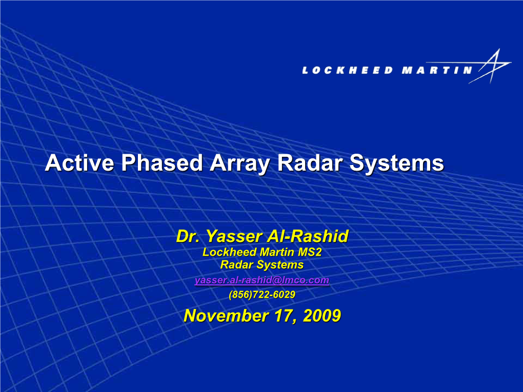 Intro to Active Phased Array Radar Systems