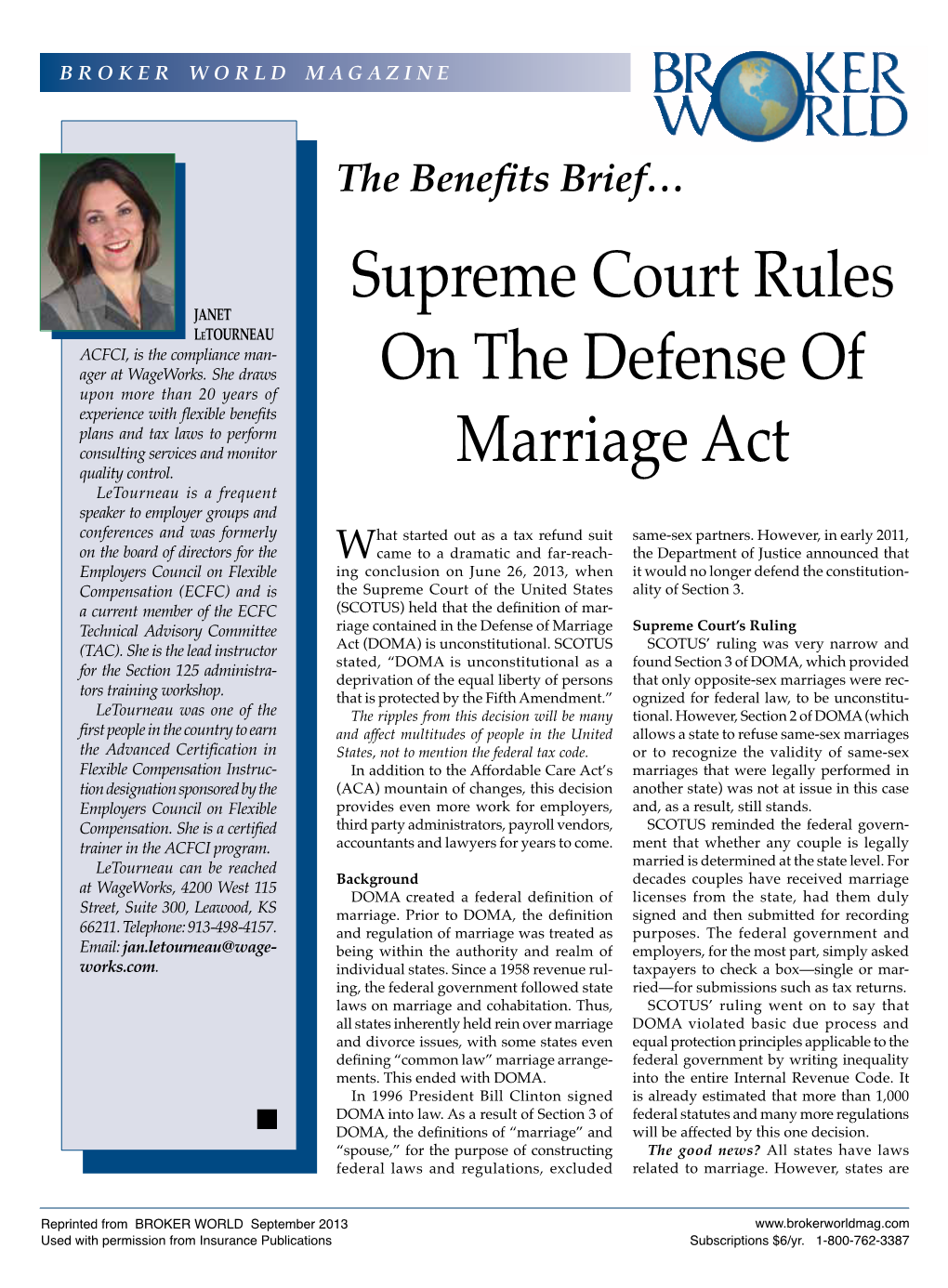 Supreme Court Rules on the Defense of Marriage Act