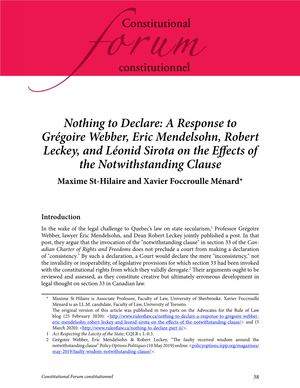 A Response to Grégoire Webber, Eric Mendelsohn, Robert Leckey, And