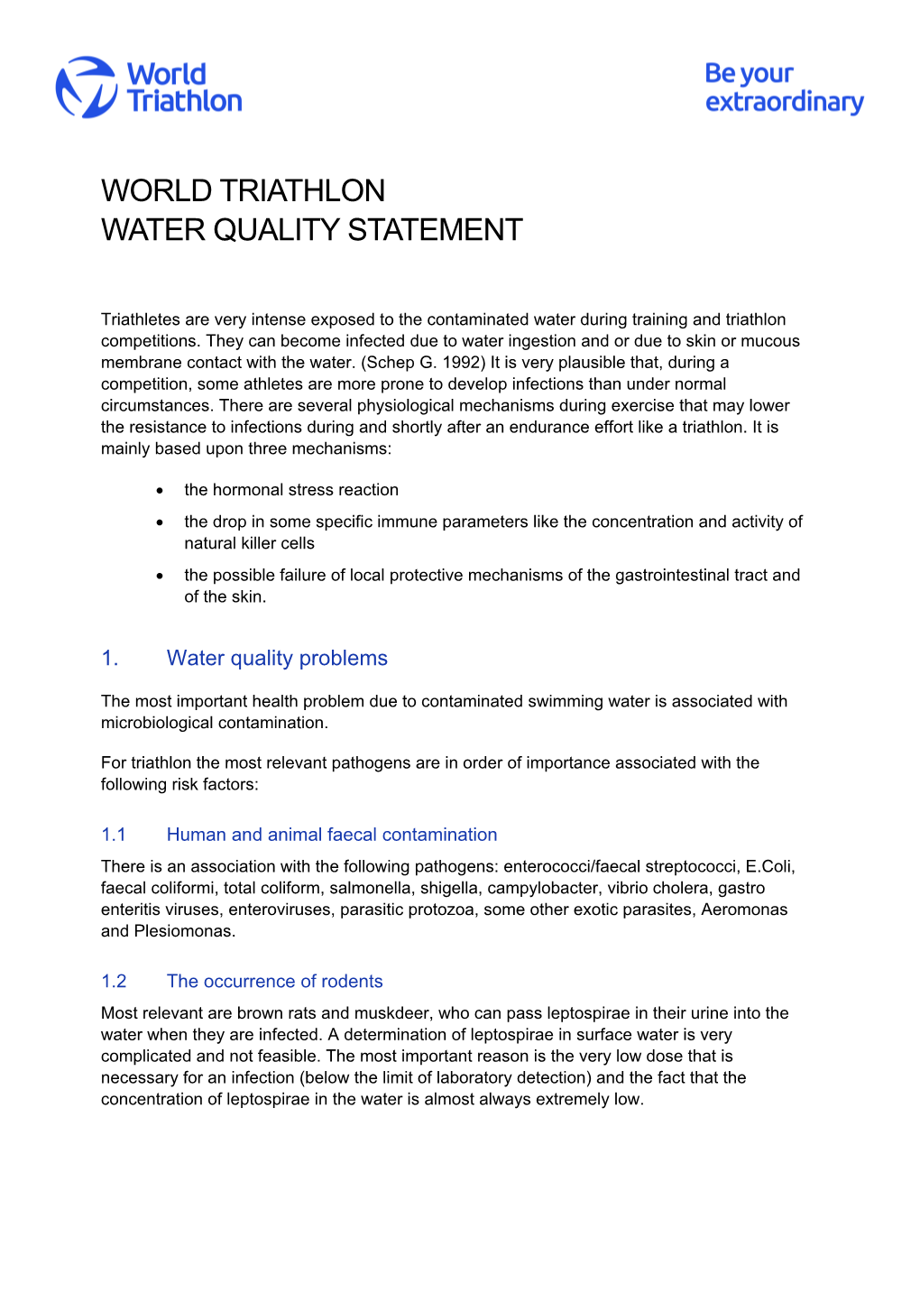 World Triathlon Water Quality Statement