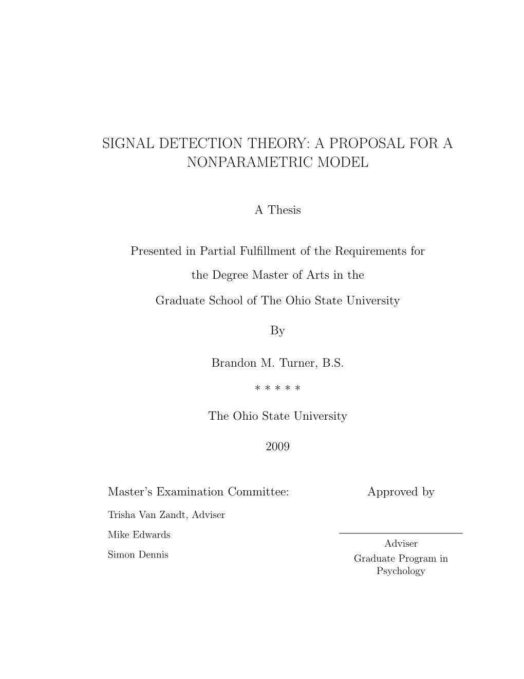 Signal Detection Theory: a Proposal for a Nonparametric Model