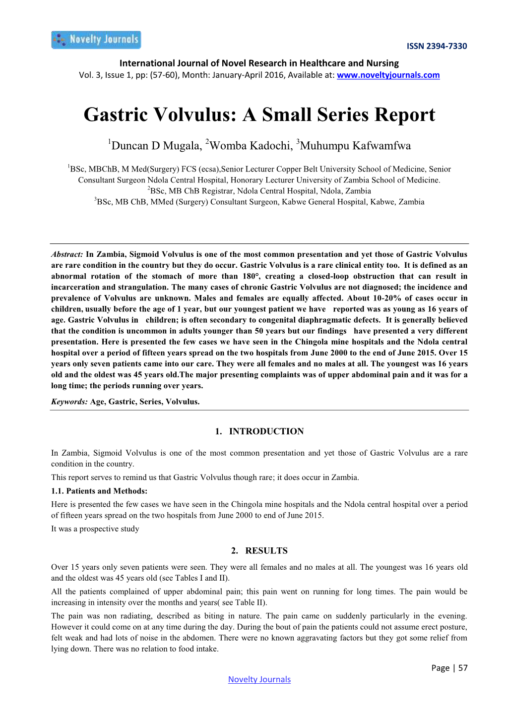 Gastric Volvulus: a Small Series Report