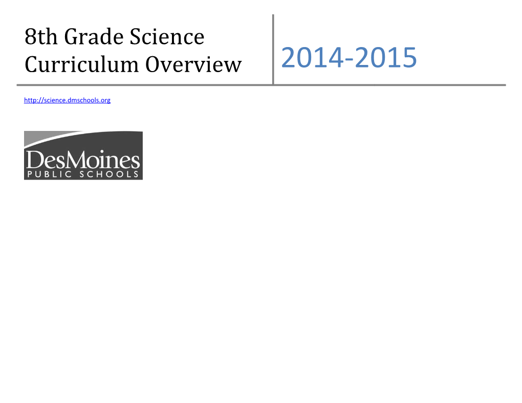 8Th Grade Science Curriculum Overview