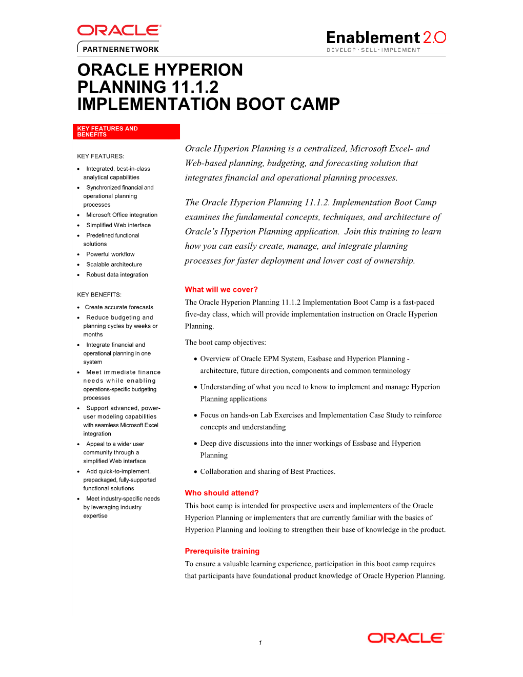 Oracle Hyperion Planning 11.1.2 Implementation Boot Camp