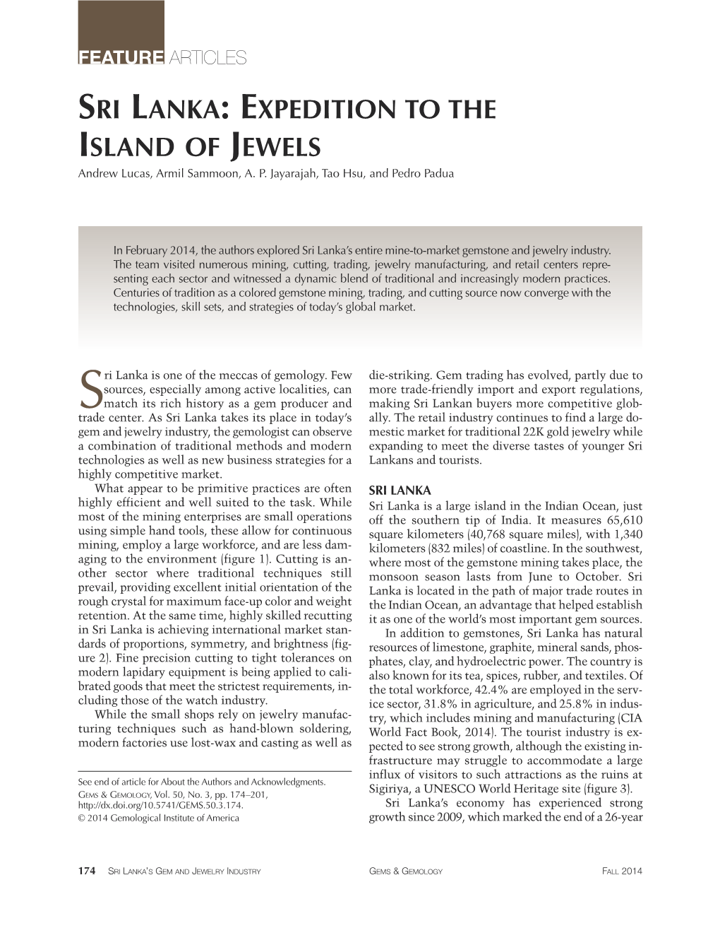 SRI LANKA: EXPEDITION to the ISLAND of JEWELS Andrew Lucas, Armil Sammoon, A