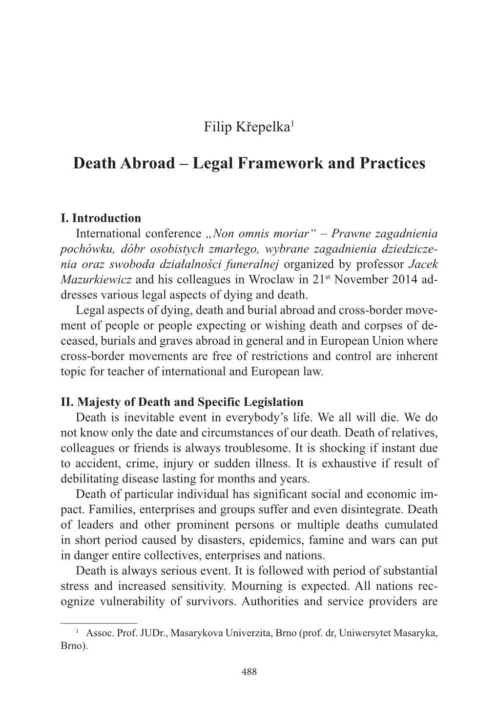 Death Abroad – Legal Framework and Practices