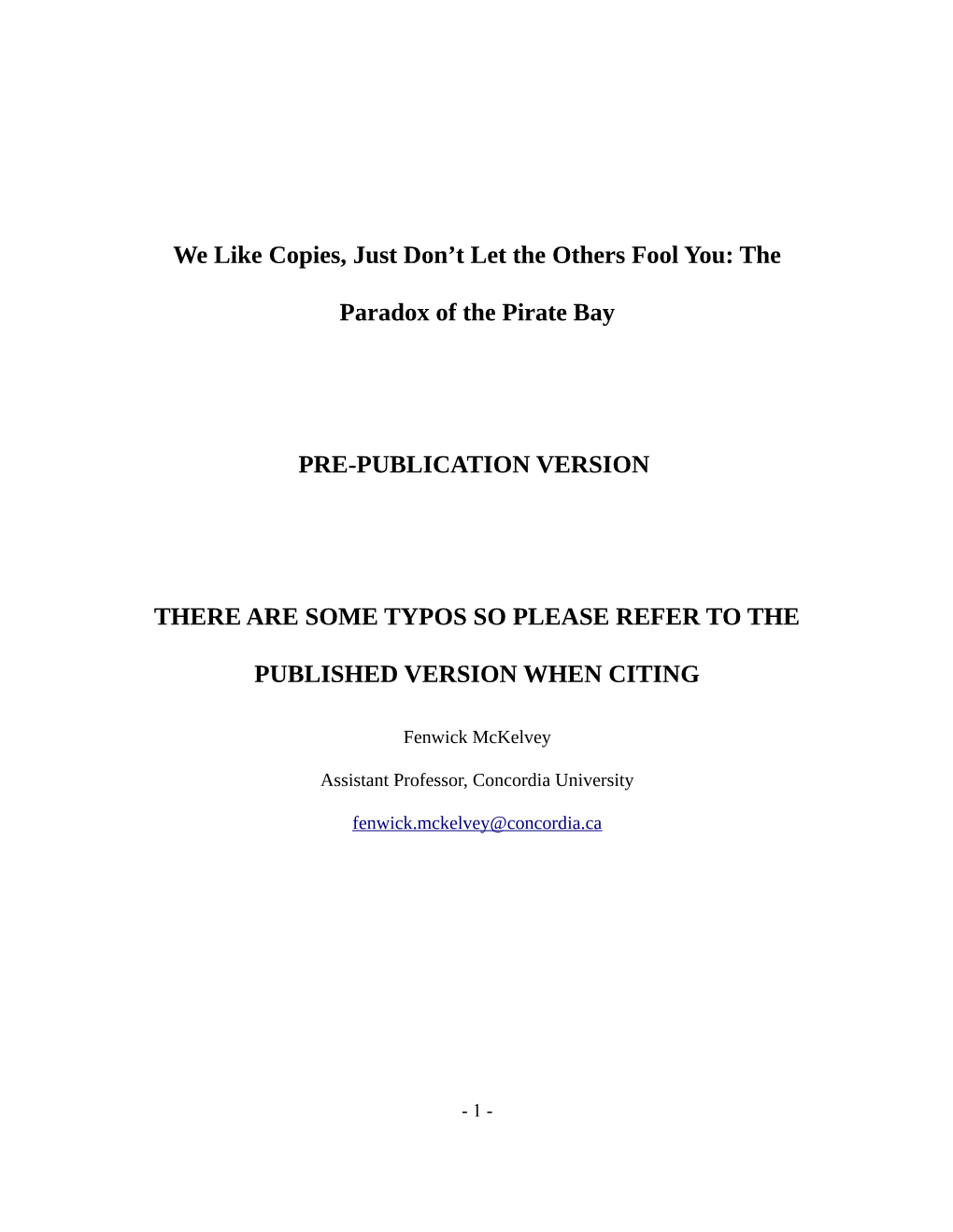 The Paradox of the Pirate Bay PRE