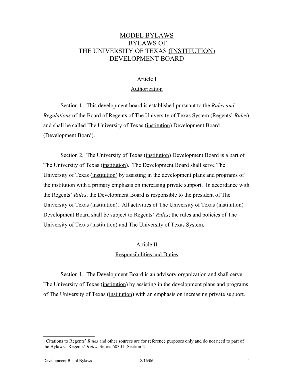 Bylaws Of The University Of Texas