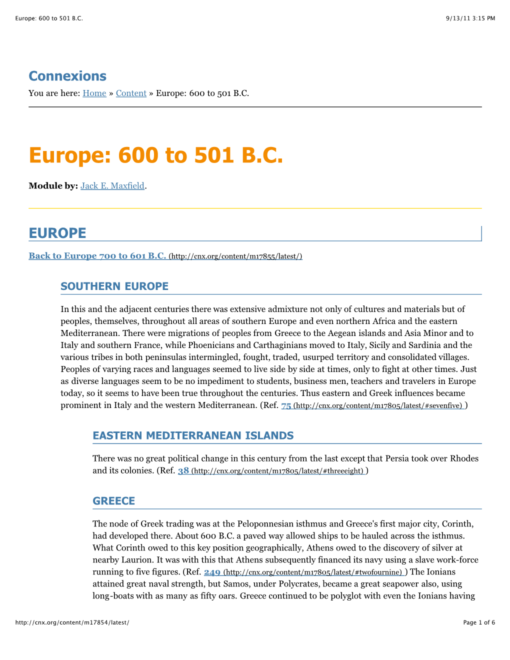 Europe: 600 to 501 B.C. 9/13/11 3:15 PM