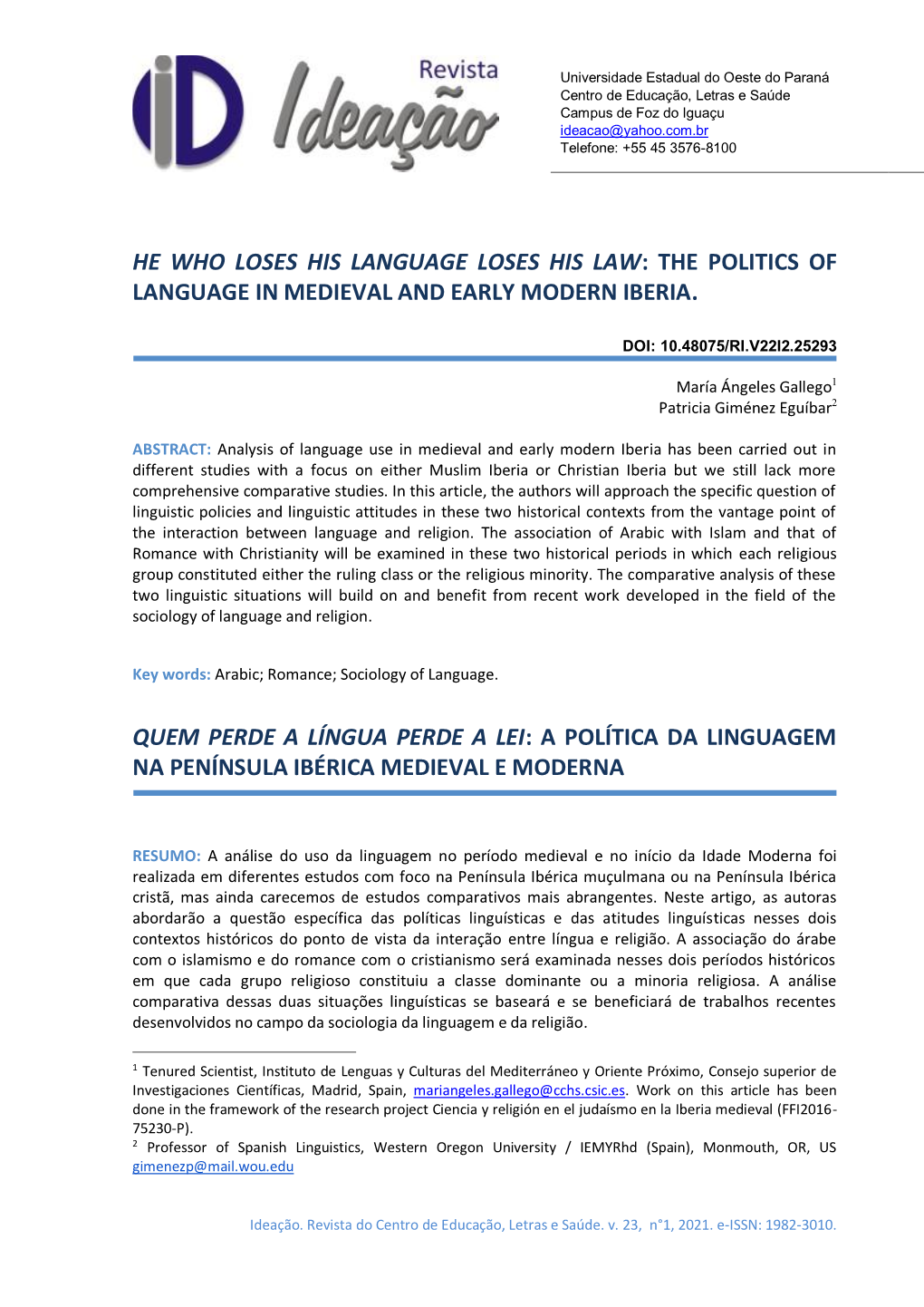 The Politics of Language in Medieval and Early Modern Iberia