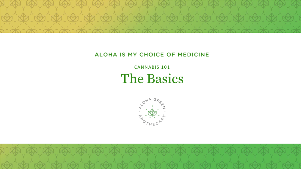CANNABIS 101 • Local and Sustainable Focus • Patient Relationship Specialist