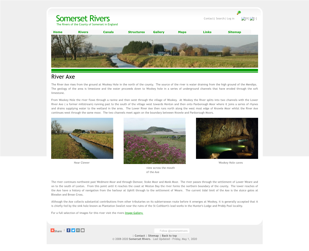 Somerset Rivers Contact| Search| Log in [R] [-] the Rivers of the County of Somerset in England