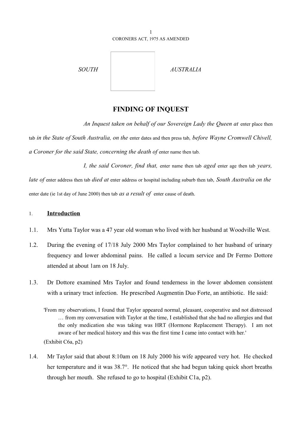 Coroners Act, 1975 As Amended s8