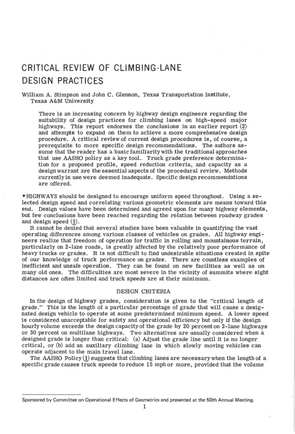 Critical Review of Climbing-Lane Design Practices