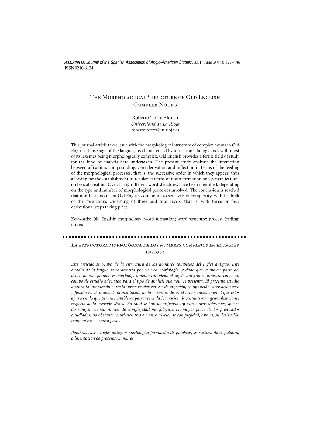 The Morphological Structure of Old English Complex Nouns