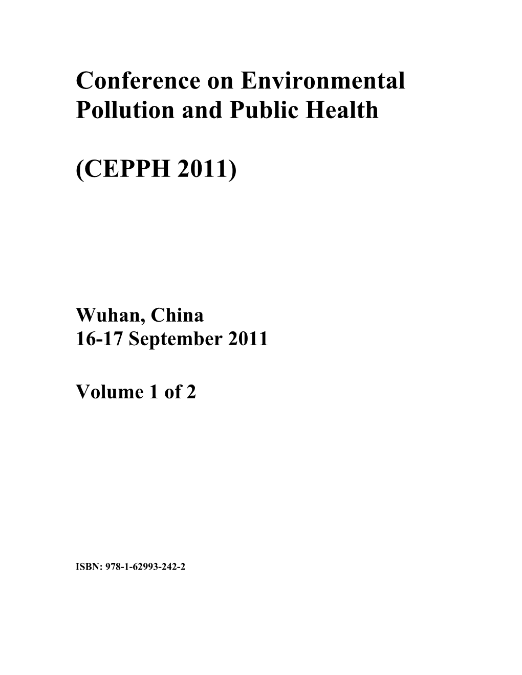 Conference on Environmental Pollution and Public Health
