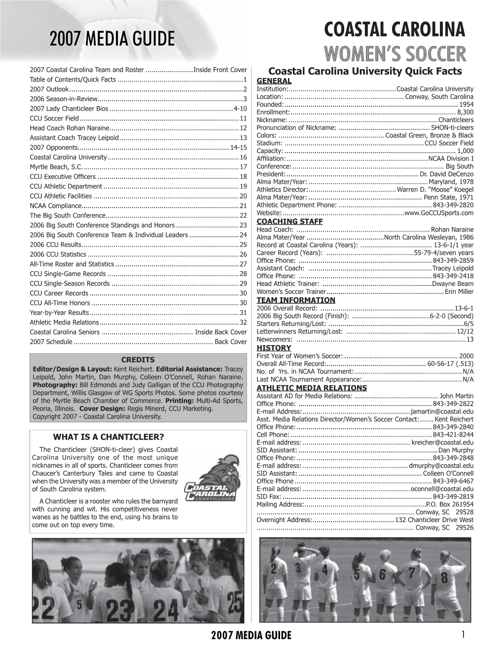 Coastal Carolina Women's Soccer 2007 Media Guide