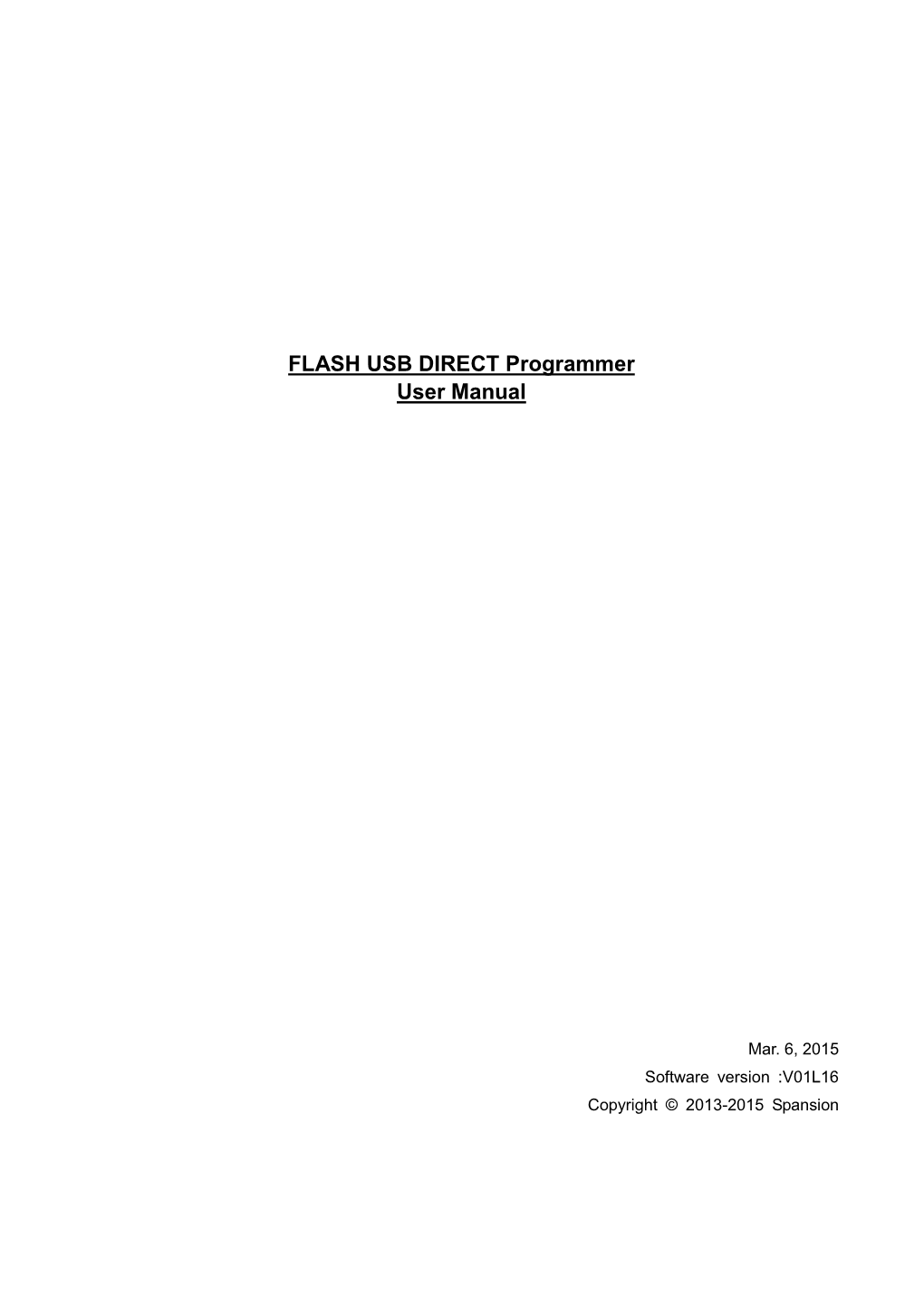 FLASH USB DIRECT Programmer User Manual