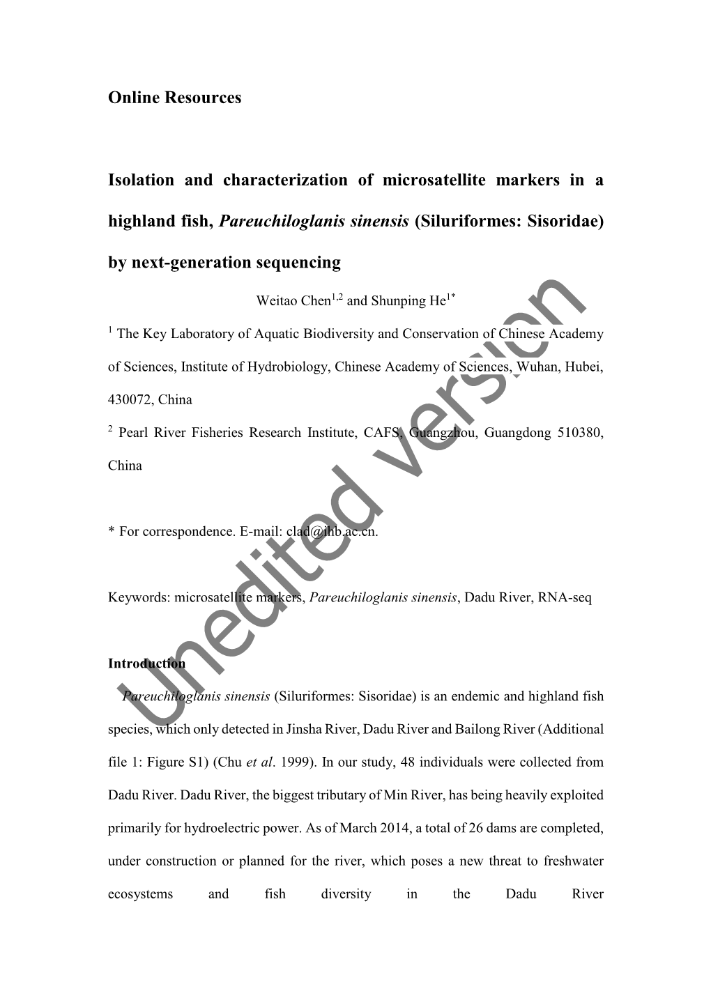 Online Resources Isolation and Characterization of Microsatellite