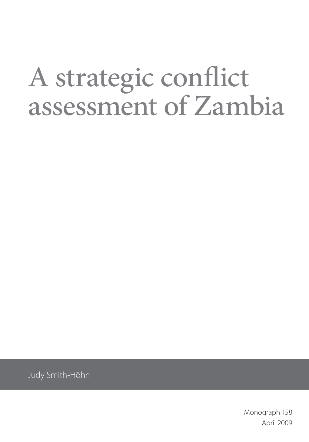 A Strategic Conflict Assessment in Zambia