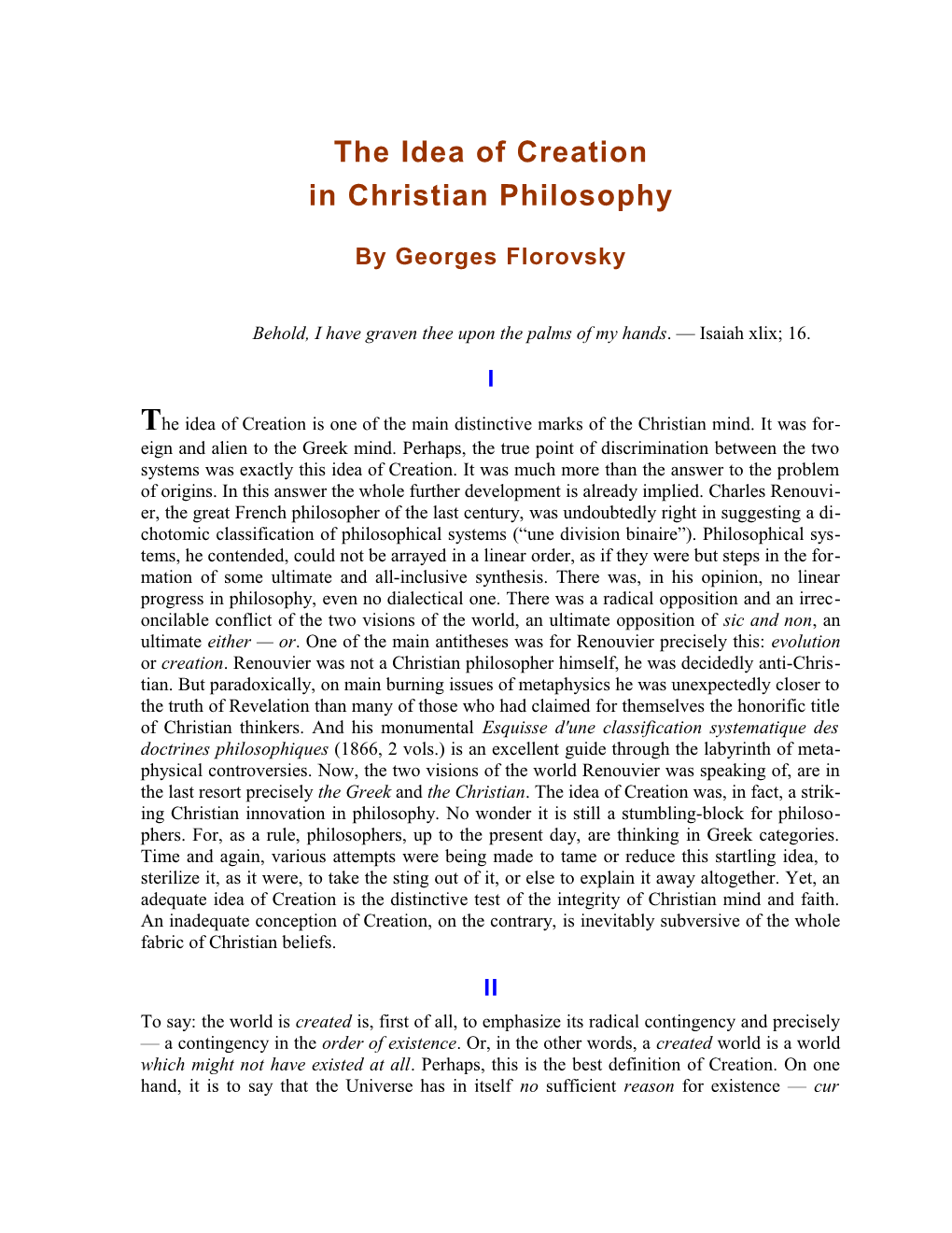 The Idea of Creation in Christian Philosophy s1