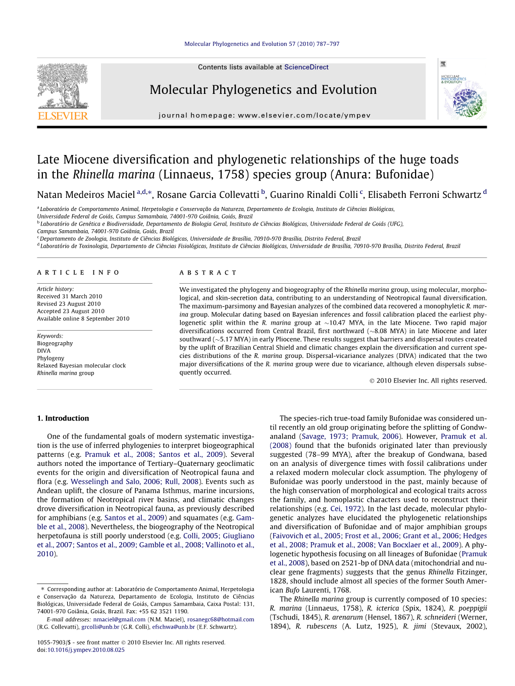 Late Miocene Diversification and Phylogenetic Relationships of The