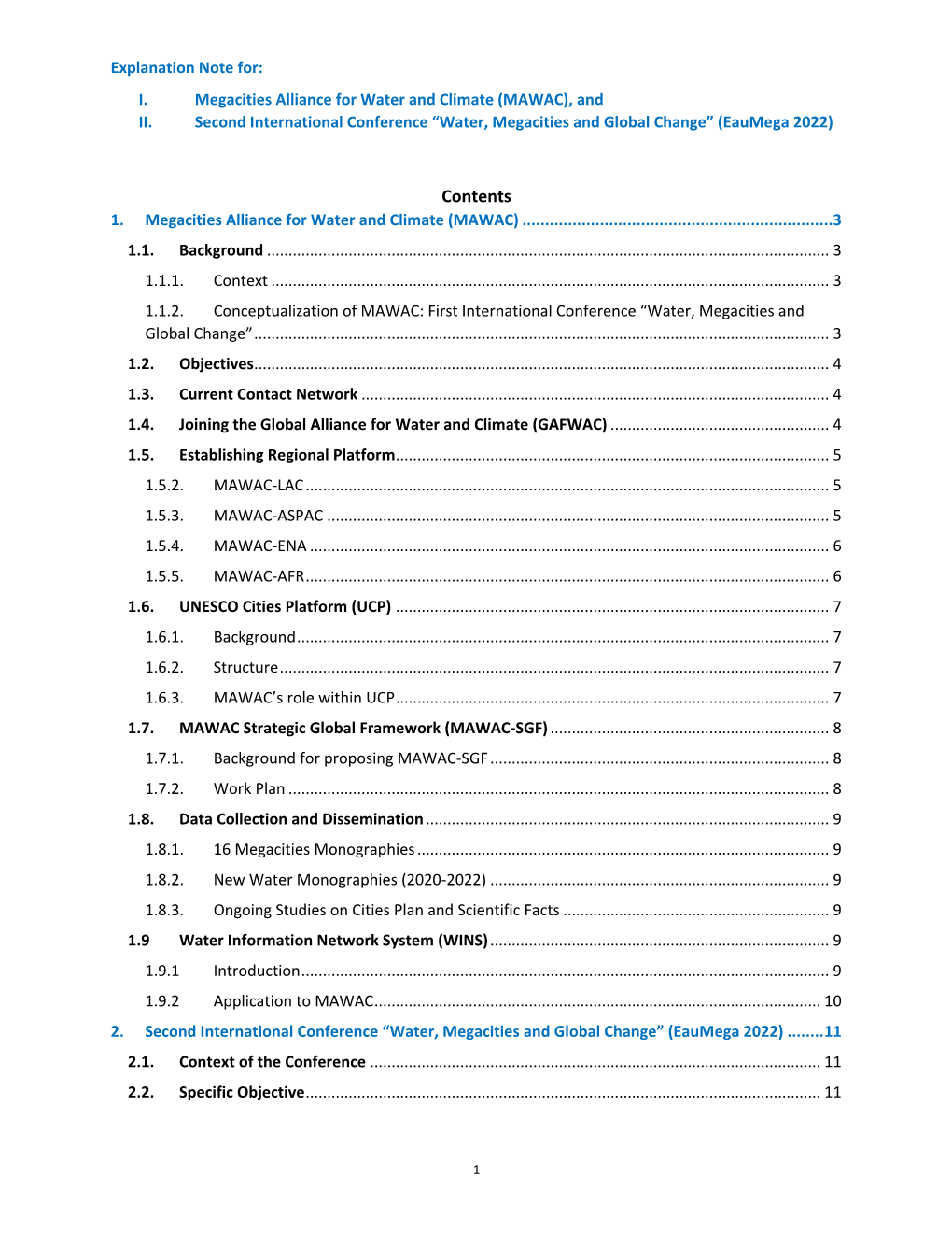 1. Megacities Alliance for Water and Climate (MAWAC)