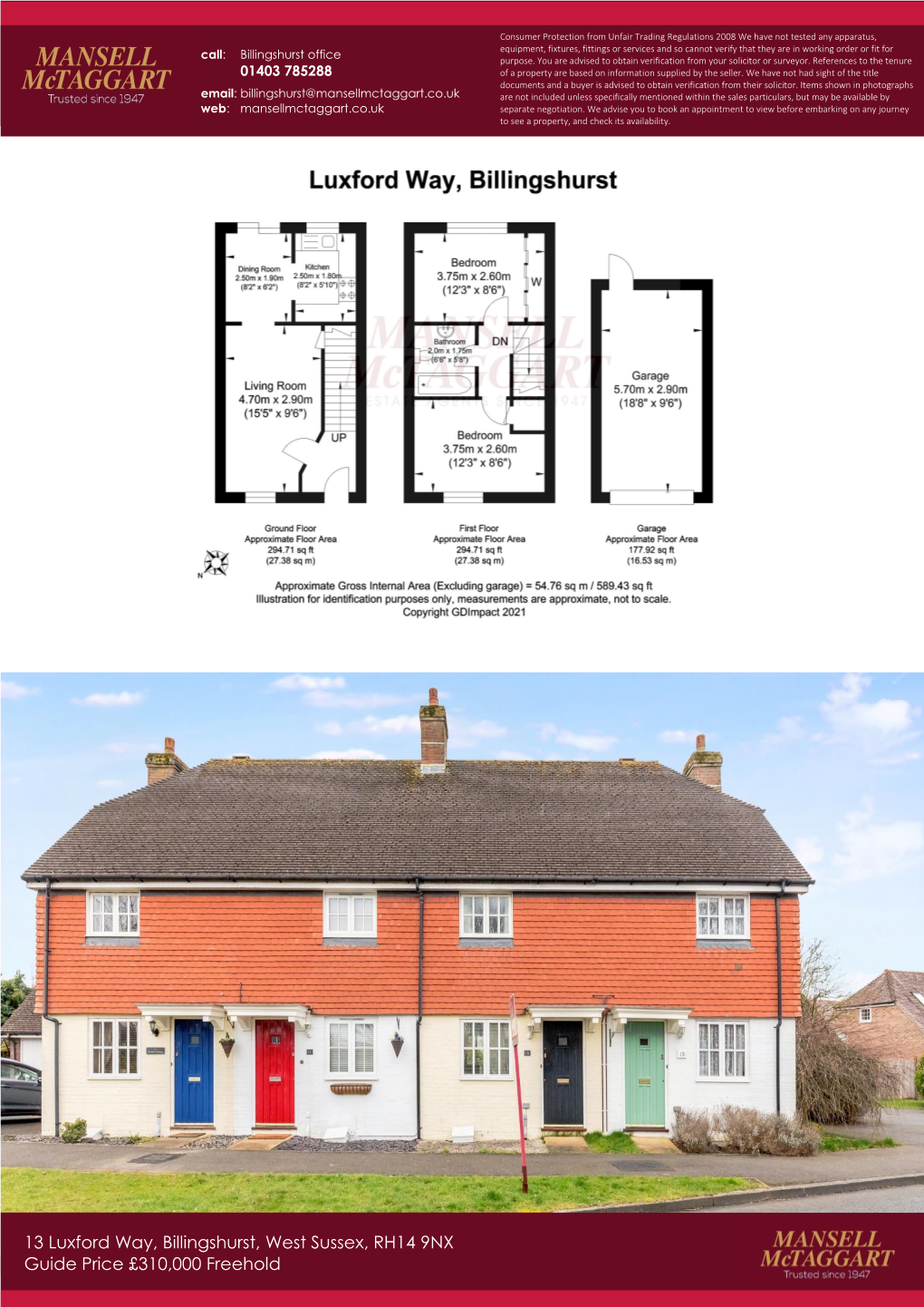 13 Luxford Way, Billingshurst, West Sussex, RH14 9NX Guide Price £310,000 Freehold