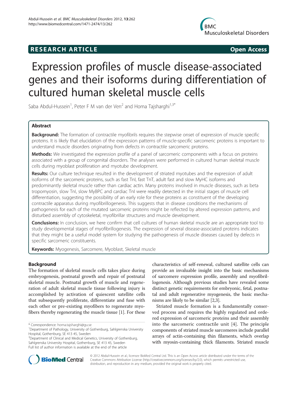 Expression Profiles of Muscle Disease-Associated Genes and Their