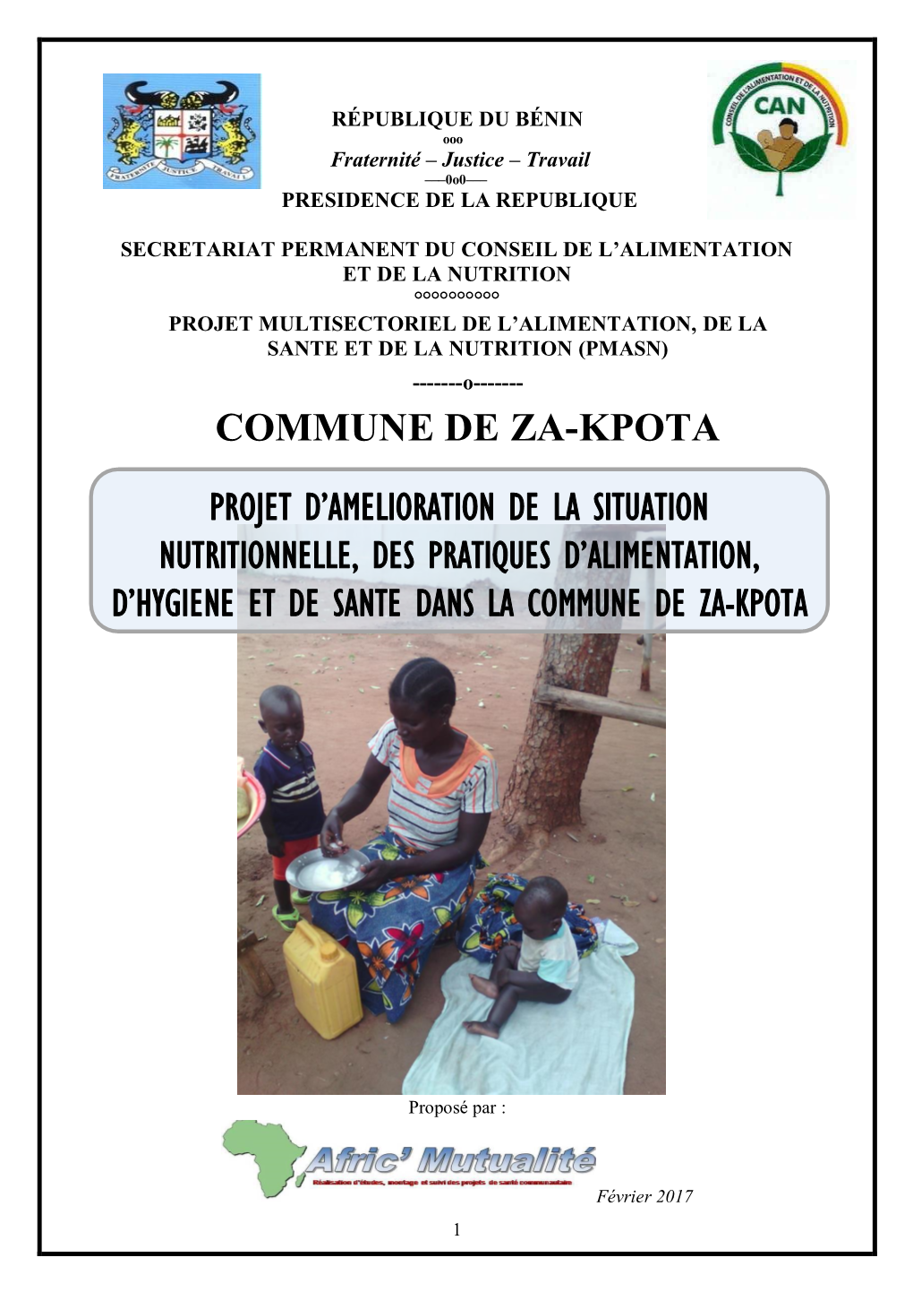 Commune De Za-Kpota Projet D'amelioration De La