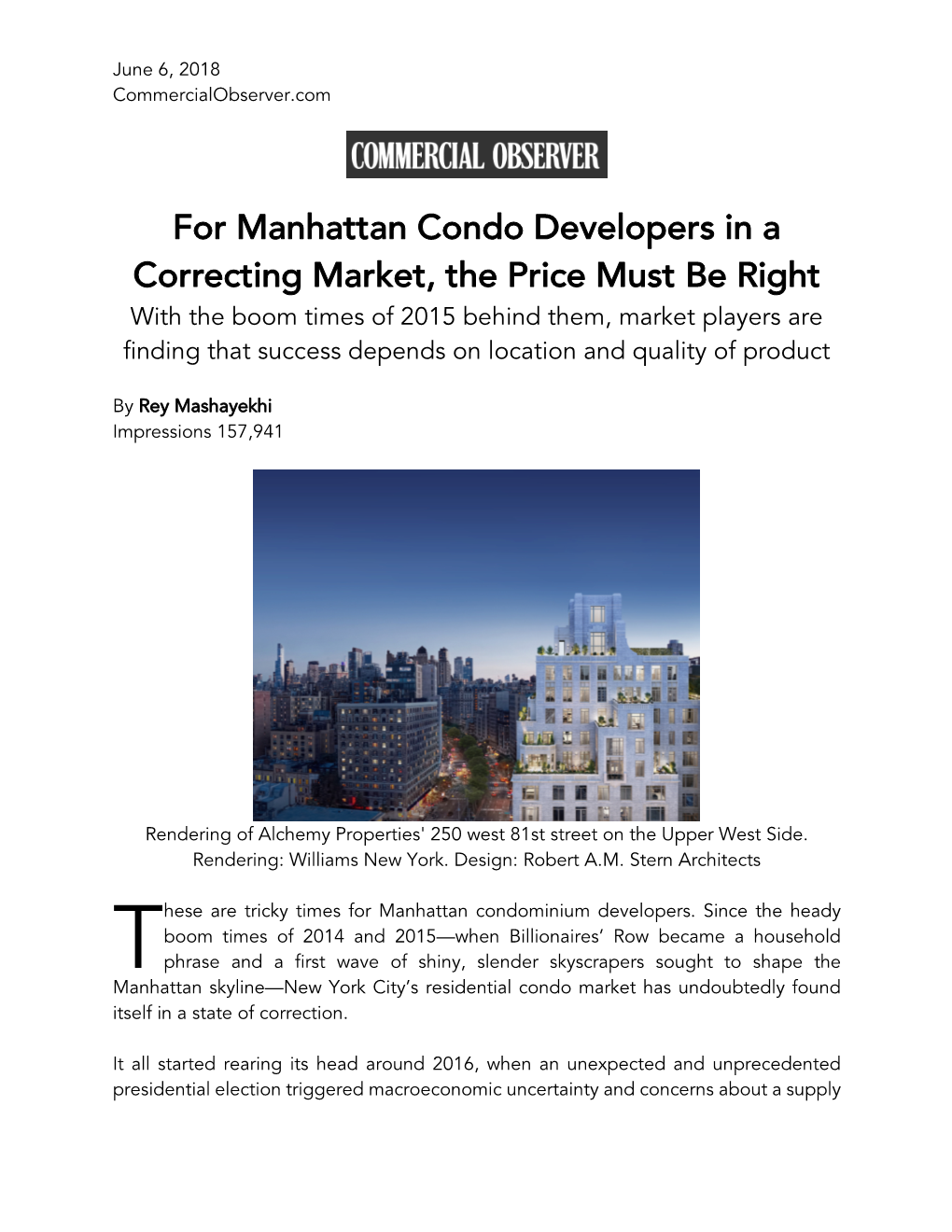 For Manhattan Condo Developers In