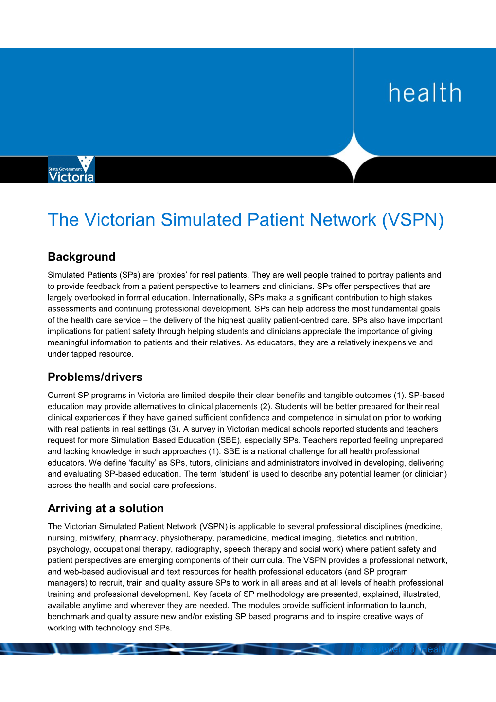 The Victorian Simulated Patient Network (VSPN)