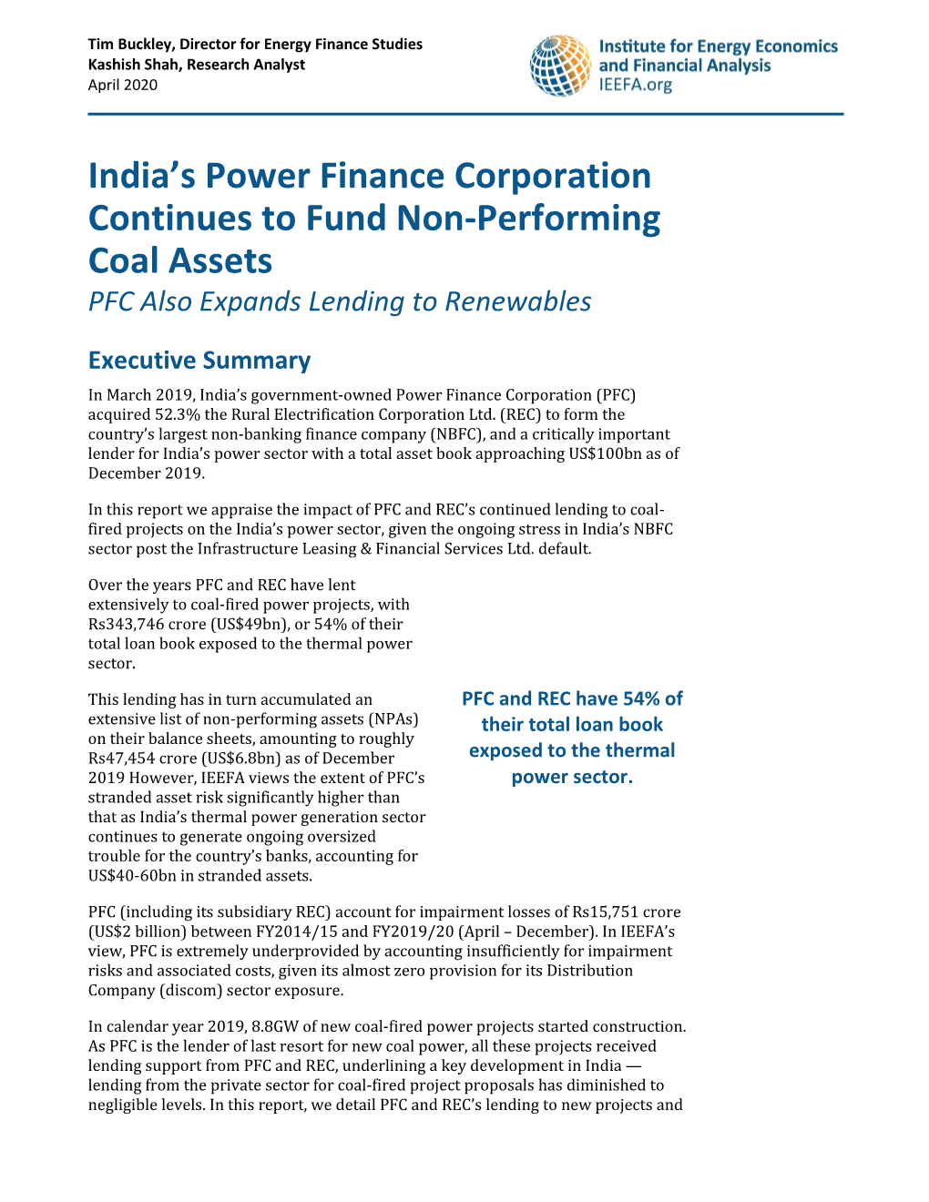 India's Power Finance Corporation Continues to Fund Non