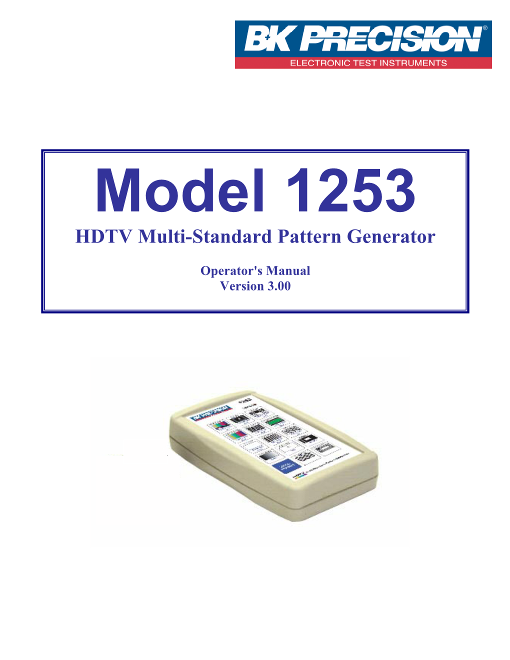 BK 1253 HDTV Component Test Pattern Generator Manual