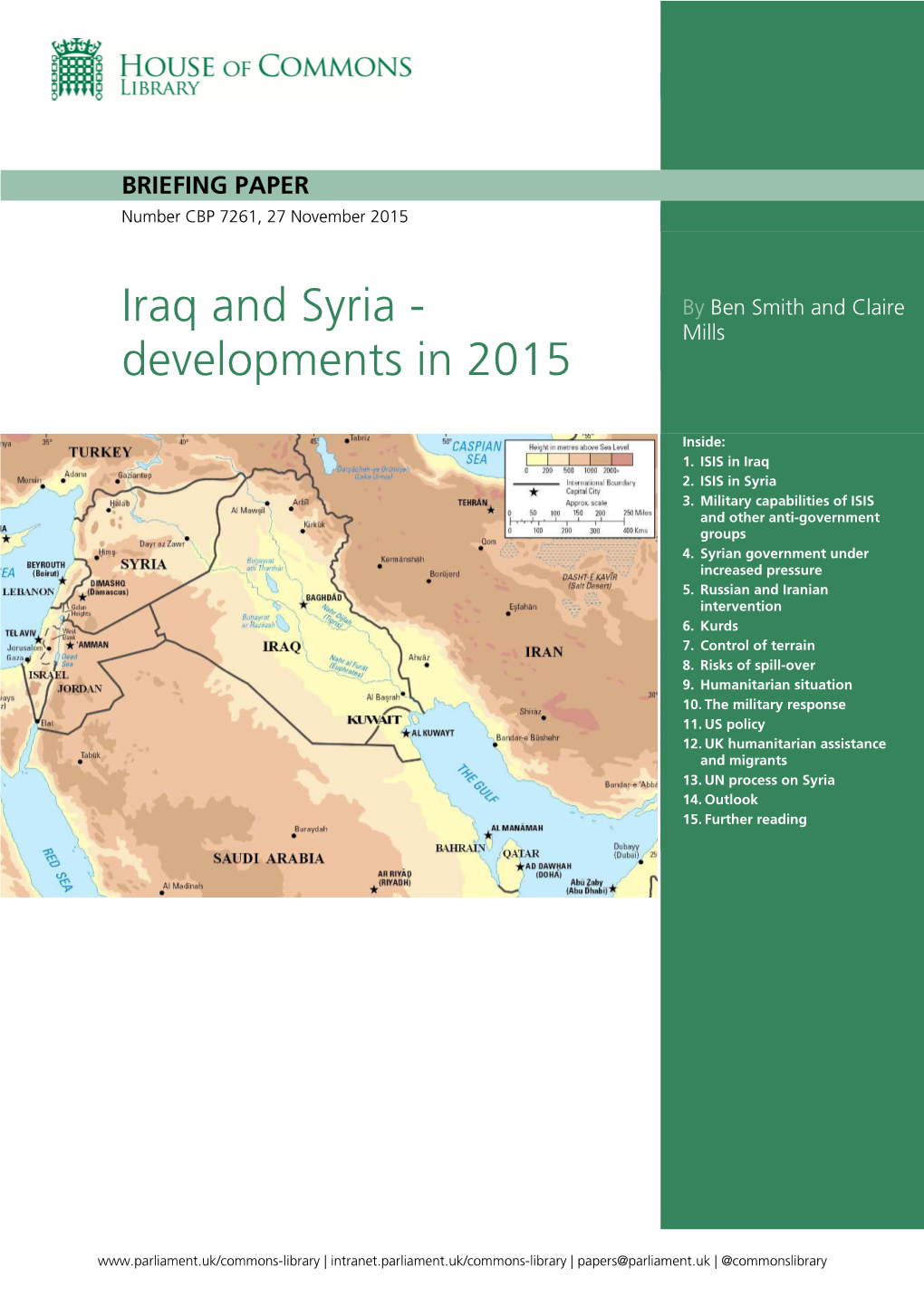 Iraq and Syria - by Ben Smith and Claire Mills Developments in 2015