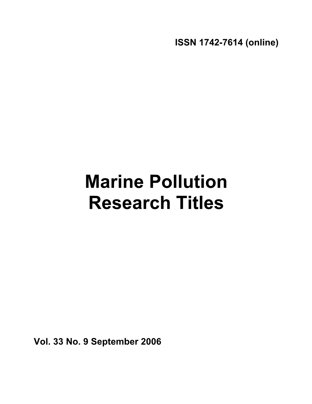 Marine Pollution Research Titles