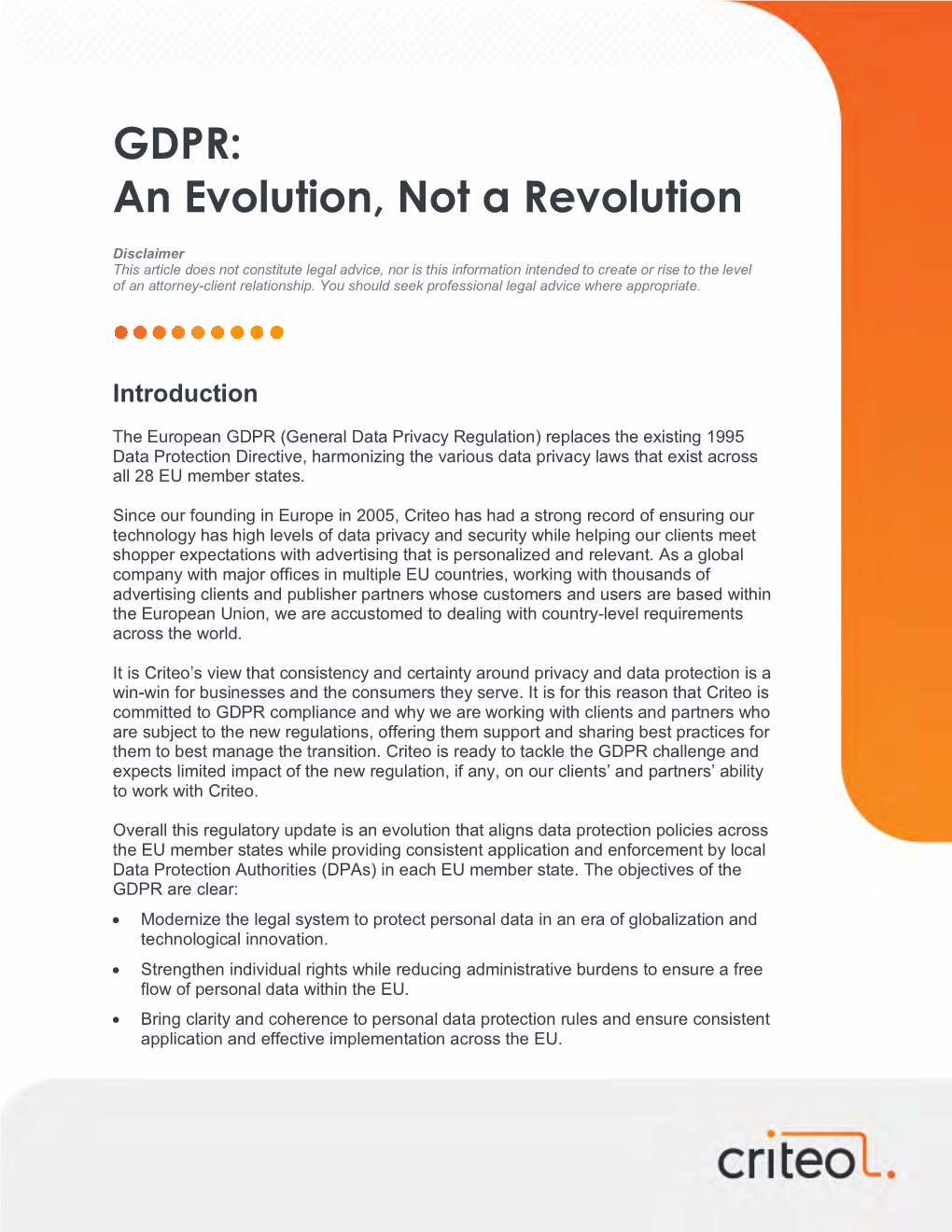 GDPR: an Evolution, Not a Revolution