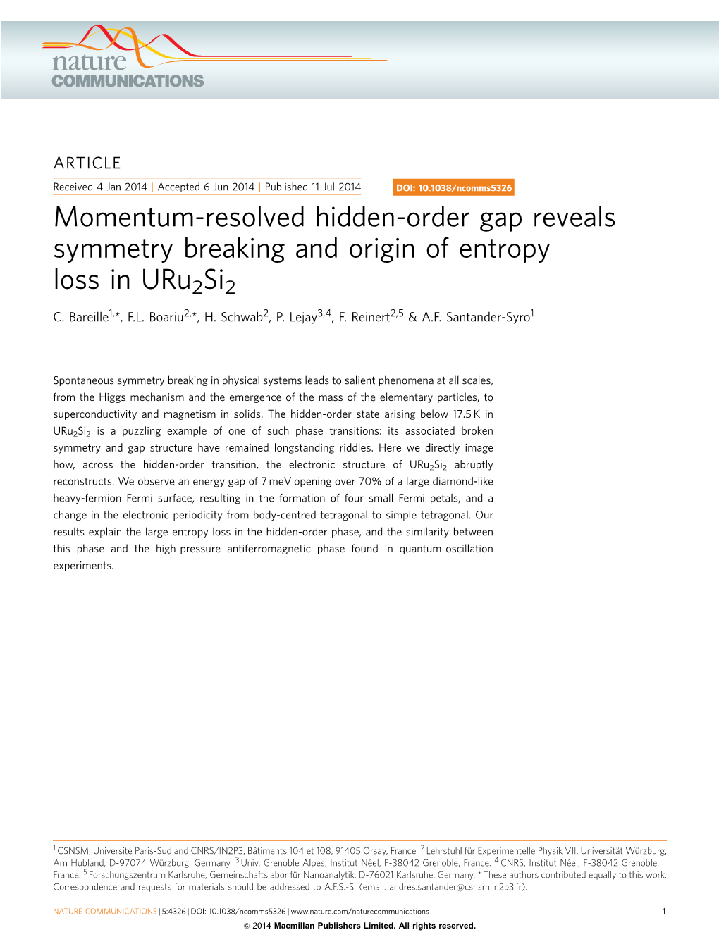 Momentum-Resolved Hidden-Order Gap Reveals Symmetry Breaking and Origin of Entropy Loss in Uru2si2