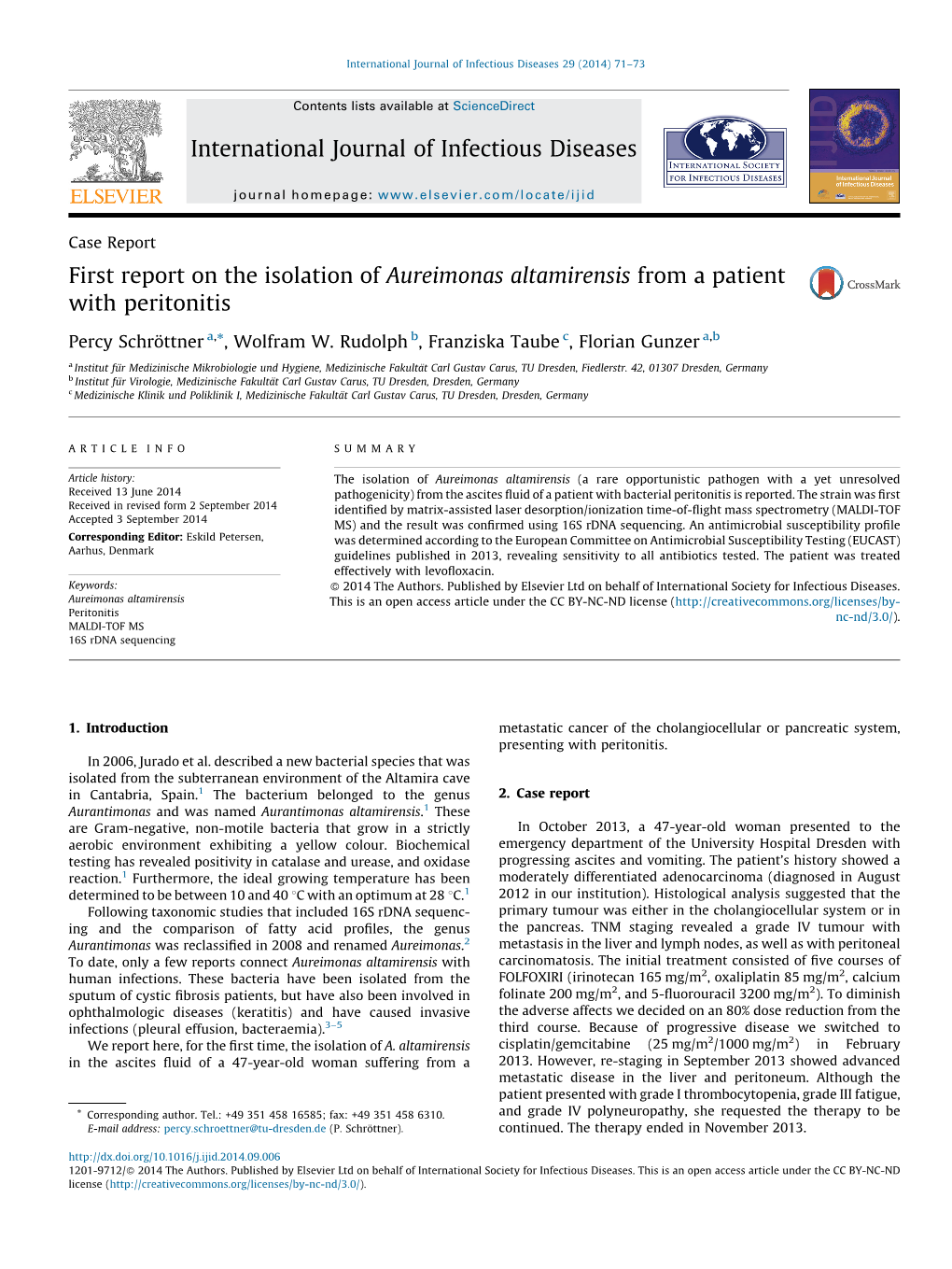 First Report on the Isolation of Aureimonas Altamirensis from a Patient