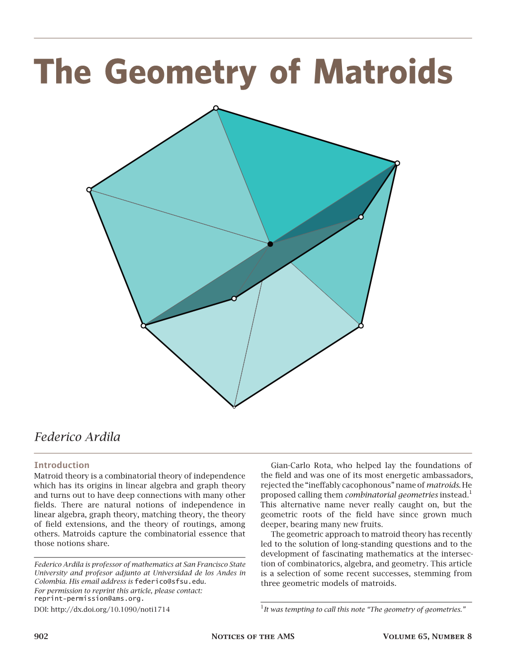 The Geometry of Matroids