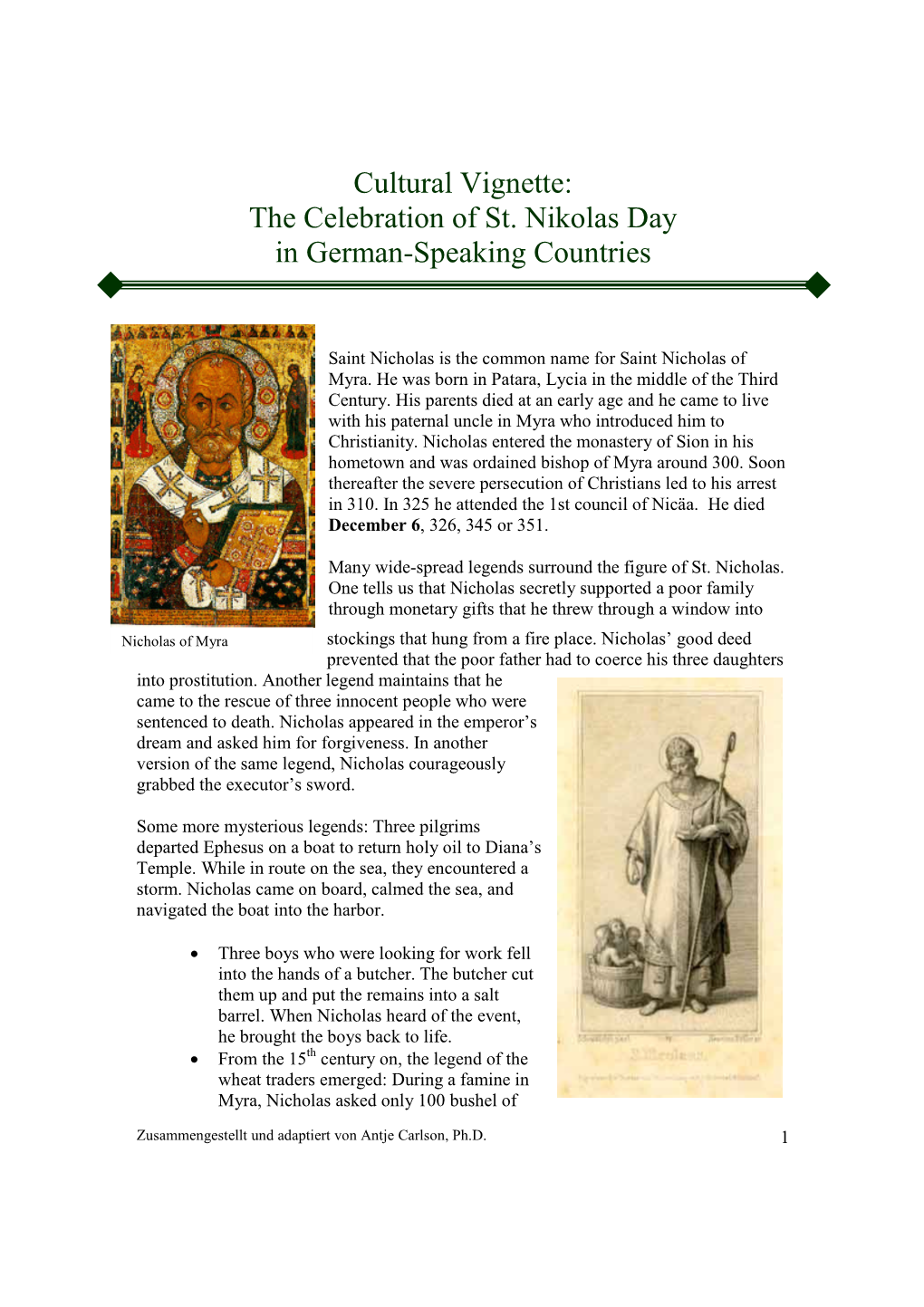 Cultural Vignette: the Celebration of St. Nikolas Day in German-Speaking Countries